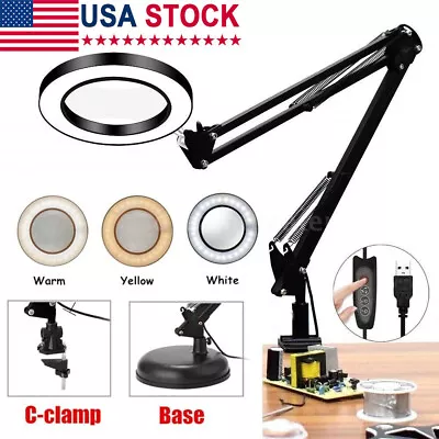 $30.99 • Buy Magnifier LED Lamp 10X Magnifying Glass Desk Table Light Reading Lamp With Base
