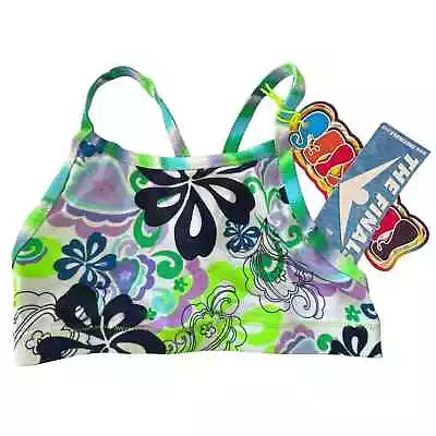 The Finals Funkies Women Assorted Workout Bikini Top Retro Floral Blue - Size XS • $17.95