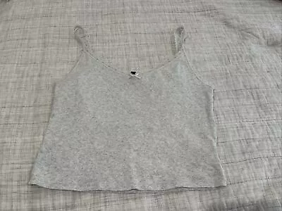 H&M Lace Pointelle Bow Cami Tank Top Large Heathered Gray • $13