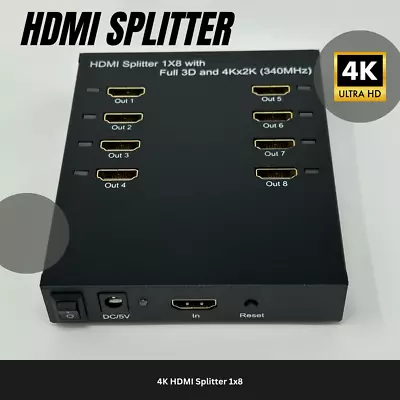 HDMI Splitter Mini - 1 In 8 Out 4K 4Kx2K 3D Format Powered (NEW IN BOX) • $19.99