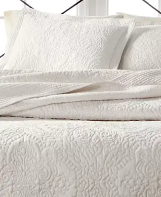 Martha Stewart Collection Lush Embroidery Full Ivory Shiny Bedspread 1023 • $137.50