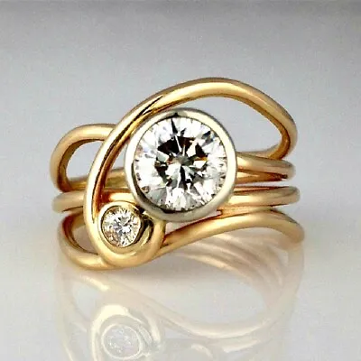 Women Elegant 18k Yellow Gold Plated Party Rings Cubic Zirconia Jewelry Sz 6-10 • £3.51