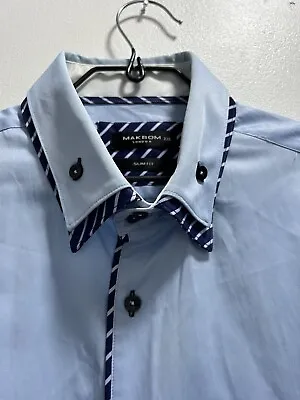 Pale Blue Makrom Shirt Size XXL  Slim Fit • £6.99