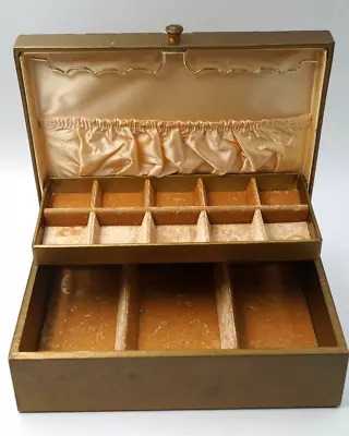 Vintage 1960's LADY BUXTON Mid Century 2 Tier Ivory Jewelry Box Gold Velvet • $29.96