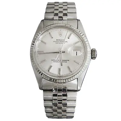 Rolex Datejust Mens SS Stainless Steel & 18K White Gold Silver Dial 1601 • $3869.98