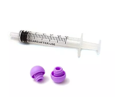 3ml SLIP Luer Syringes With Caps - 50 White Syringes 50 PURPLE Caps (No Needles) • $21.59