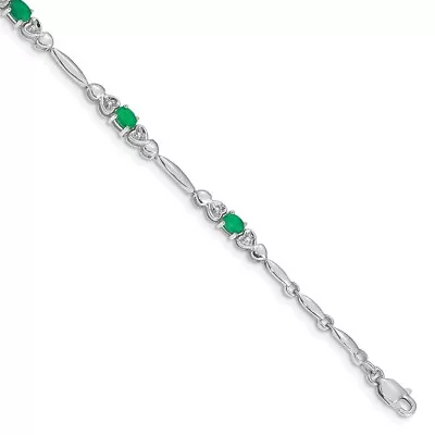 10k White Gold Diamond And Emerald Bracelet For Womens Mens 2.87g • $600