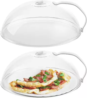 2Pk Microwave Splatter Cover W/ Handle Adjustable Steam Vents Plate Cover Lid • $15.51