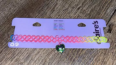 Claire’s Neon Stretch Rainbow Mood Color Change Heart Choker Necklace Nwt • $14.99