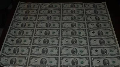 2003 A Series Uncut Sheet 32 $2 Dollar Bills Currency Federal Reserve • $159.99