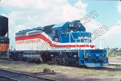 Original Slide- MILW Milwaukee Road SD40-2 156 Bicentennial At Chicago 8/75 • $4.25