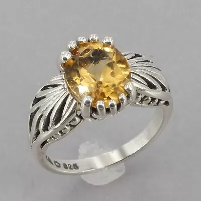 Signed Kabana Sterling Silver Oval Citrine Solitaire Ring Size 5 • $49.99