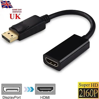 4K HD Display Port DP Male To HDMI Female Adapter Converter For 1080P HDTV PC • £3.29