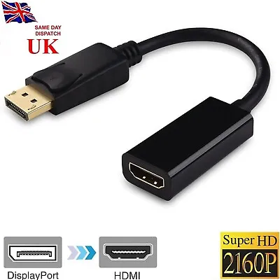 4K HD Display Port DP Male To HDMI Female Adapter Converter For 1080P HDTV_PC • £3.19