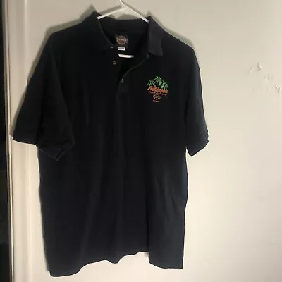 Harley Davidson Maui Hawaii Black Short Sleeve Polo Shirt Mens Size L • $29.99