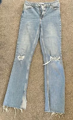 Womens Ladies Zara Jeans Distressed Split Leg Size Uk 10 • £4.99