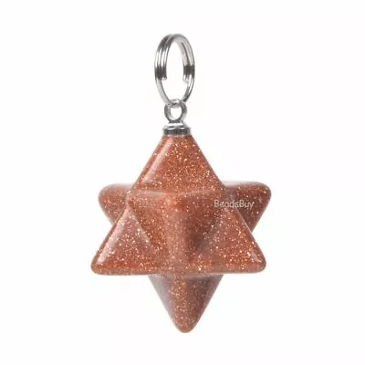 20mm Carved Gemstone Crystal Merkaba Star Energy Healing Sacred Geometry Pendant • £8.39