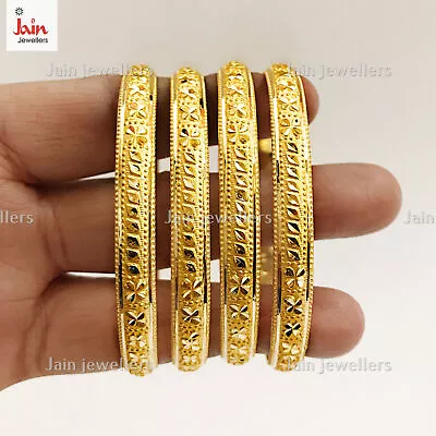 18 Kt 22 Kt Real Gold Handmade Slip-On Bracelet Bangles 32 - 52 Gm (4 Pcs) • $2693.26