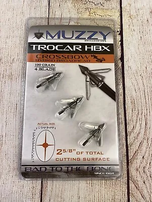 1 Pack CROSSBOW Muzzy Archery Trocar HBX Mechanical 4 Blade 100 Gr 3 Broadhead • $27.95