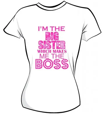 £1.25 • Buy Big Sister  I'm The Boss Iron On T Shirt Transfer Light & Dark Fabric