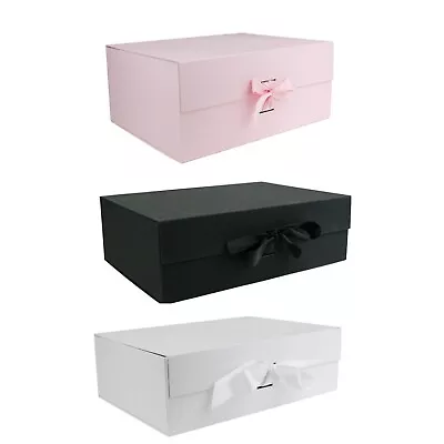 Single Pack Of 5 & Pack Of 10 Black Pink & White Magnetic Gift Box With Ribbon • £8.99