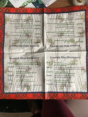 £4.50 • Buy Napkins 3 Ply Paper Printed With A Scottish Mini Dictionary, Words And Meanings