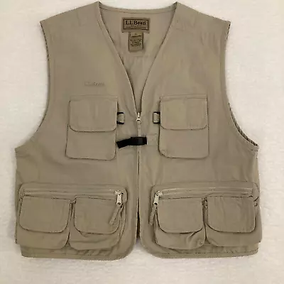 LL Bean Fishing Vest Mens L Ripstop Full Zip Cargo Safari Photography Outdoor • $24.97