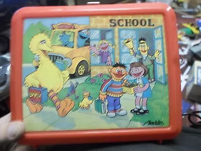 Sesame Street Lunch Box Thermos Party Aladdin Plastic Vintage Big Bird Elmo Chea • $20