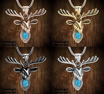 New Deer Urn Moose Turquoise Cremation Keepsake Ashes Memorial Necklace • $14.95