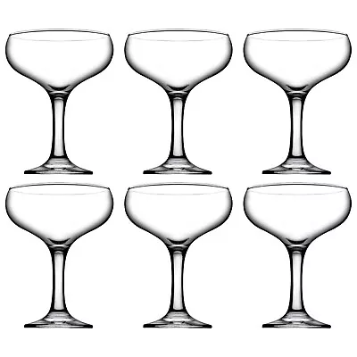 Pasabahce Set Of 6 Bistro Coupe 270ml Champagne Cocktail Wine Drinking Glasses • £10.99