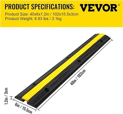 VEVOR 2Pack Of 1-Channel Rubber Cable Protector Ramps Heavy Duty 18000Lbs Load • £18