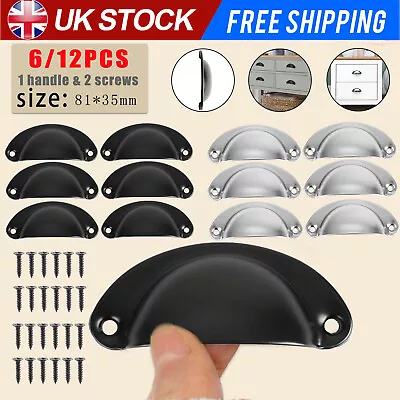 6/12Pcs Cup Pull Shell Handles Half Moon Kitchen Cupboard Cabinet Door Drawer UK • £3.89