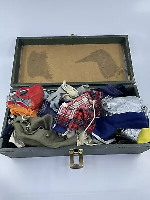 Vintage 1960's GI Joe AUTHENTIC WOODEN Footlocker Storage Box Army  W/CLOTHES • $145