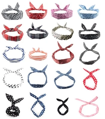 £2.74 • Buy Paisley Tartan WIRED HEADBAND Polka Dot Rockabilly Retro Scarf Wire Hair Band