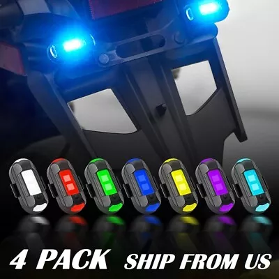 4Pcs Chargeable 7 Colors Motorcycle Bike Drone LED Aircraft Warning Strobe Light • $9.98