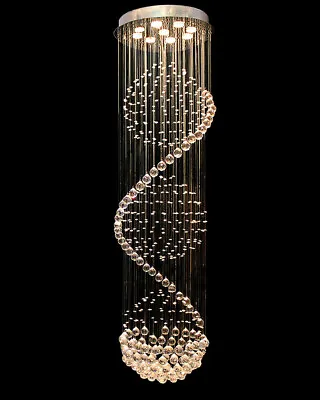 £189.99 • Buy A1A9 Modern Spiral Sphere Crystal Chandelier Spectacular Droplet Ceiling Lights