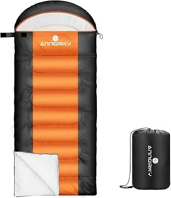 Sleeping Bag Anngrowy Camping Bags For Adults Large 23℉-68℉ Orange  • £55.34