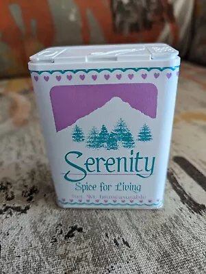 SERENITY Spice For Living Tin 1992 Portland OR. Net Wt Immeasurable Vintage Love • $25