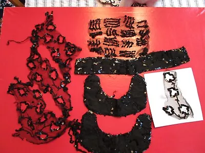 Mourning Beaded Trim Applique Antique Vintage Victorian Lot Goth • $20