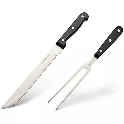 Meat Carving Knife & Fork Set With Stainless Steel Blades For Turkey & Chicken • $34.63