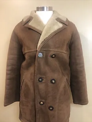 Sawyer Of Napa Vintage Rancher Brown Shearling & Suede Coat Men's 38 MSRL $1895 • $200