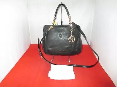 Michael Kors Lillie Pebble Leather Satchel Shoulder Bag Tote $298 Black  #3284 • $114.74