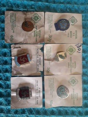 £19.99 • Buy Motorcycle Lapel Leather Jacket Badges 6 I.o.m. Tt Badges 4 Official A.c.u. Fund