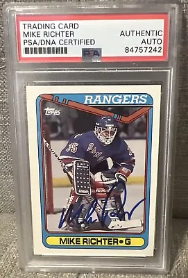 Mike Richter Auto Rookie Card 1990 Topps #330 PSA Encapsulated NY Rangers RC • $110