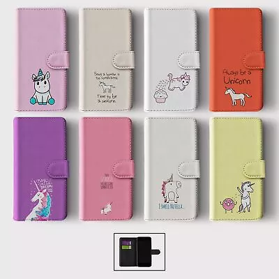 Case For Iphone 15 14 13 12 11 Se Wallet Flip Phone Cover Unicorn Kawaii Cute • £8.99