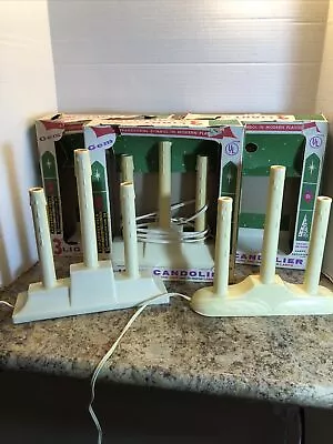 Vtg Christmas Electric Window 3 Light Candle Candolier Set 3 Boxes No Bulbs GEM • $29.97