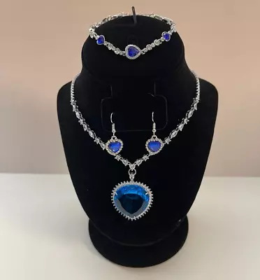 Titanic Heart Of The Ocean Necklace - Bracelet Earrings Pouch - HIGH Quality • $67.99