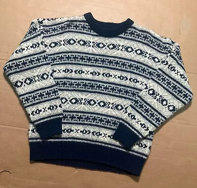 Vintage Eddie Bauer Wool Blend Pullover Sweater Medium Soft Geometric Fair Isle • $22