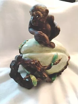 Monkey On A Melon - Hide Away - Art Ceramics - Vintage  • $200