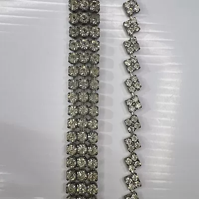 Lot Deco Crystals Rhinestone Waterfall Tennis Cocktail 50s 60s Retro Bracelet 7” • $6